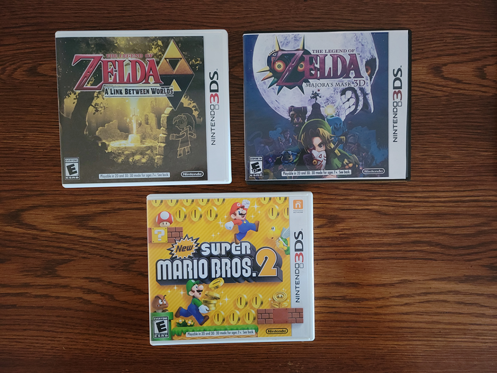 Zelda: A Link Between Worlds, Zelda: Majora's Mask 3D, and New Super Mario Bros. 2 for the Nintendo 3DS