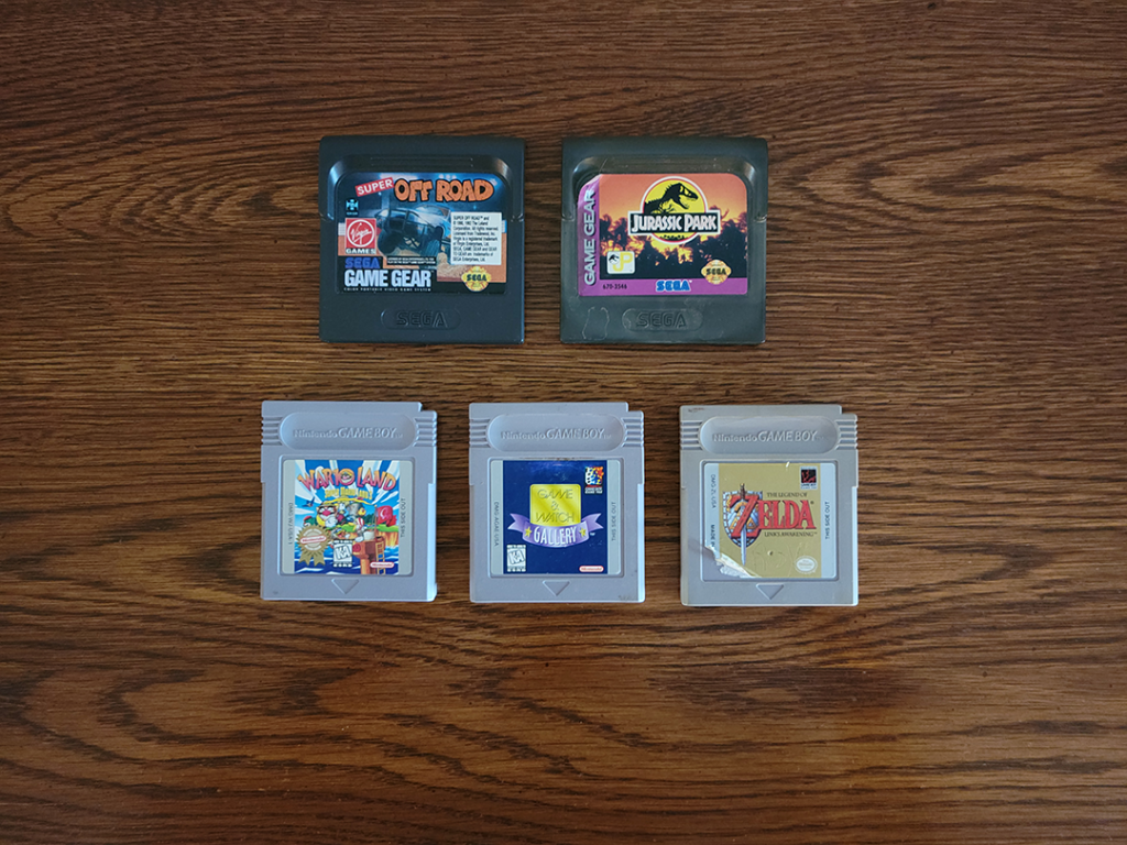 Three Gameboy games and two Game Gear games