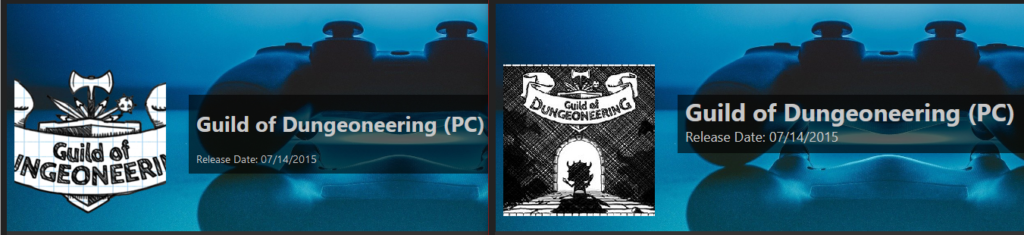 Before and after of the cover art for Guild of Dungeoneering
