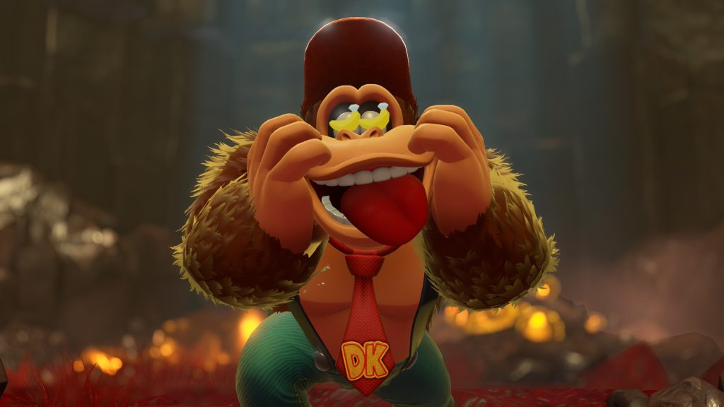 Donkey Kong ogling a giant banana.