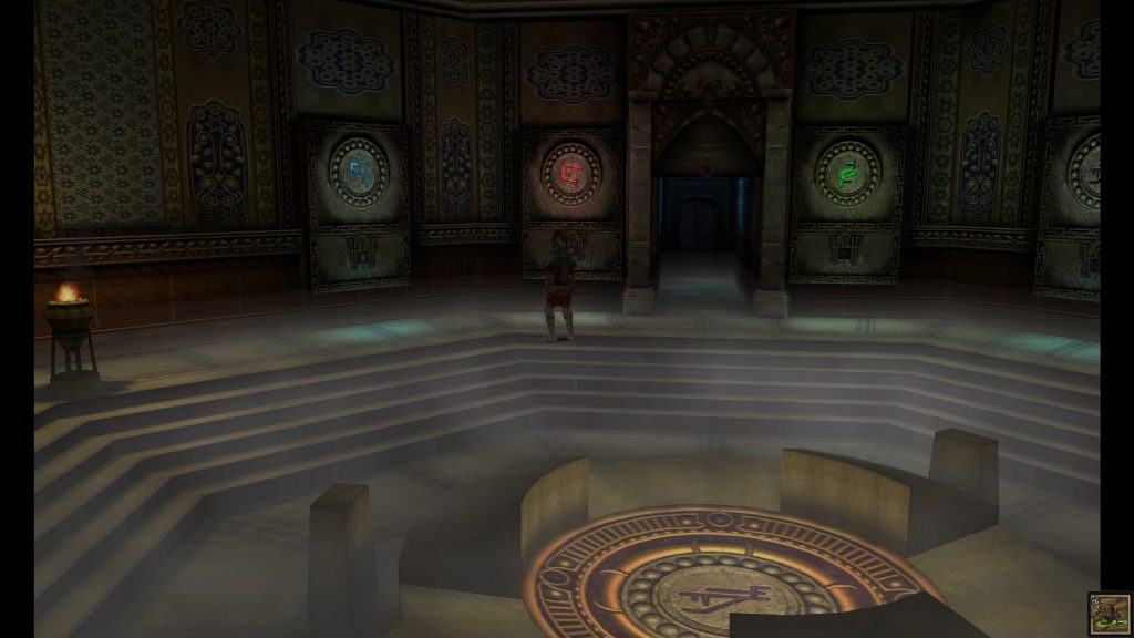 Eternal Darkness screenshot of Pious looking at some magic runes.